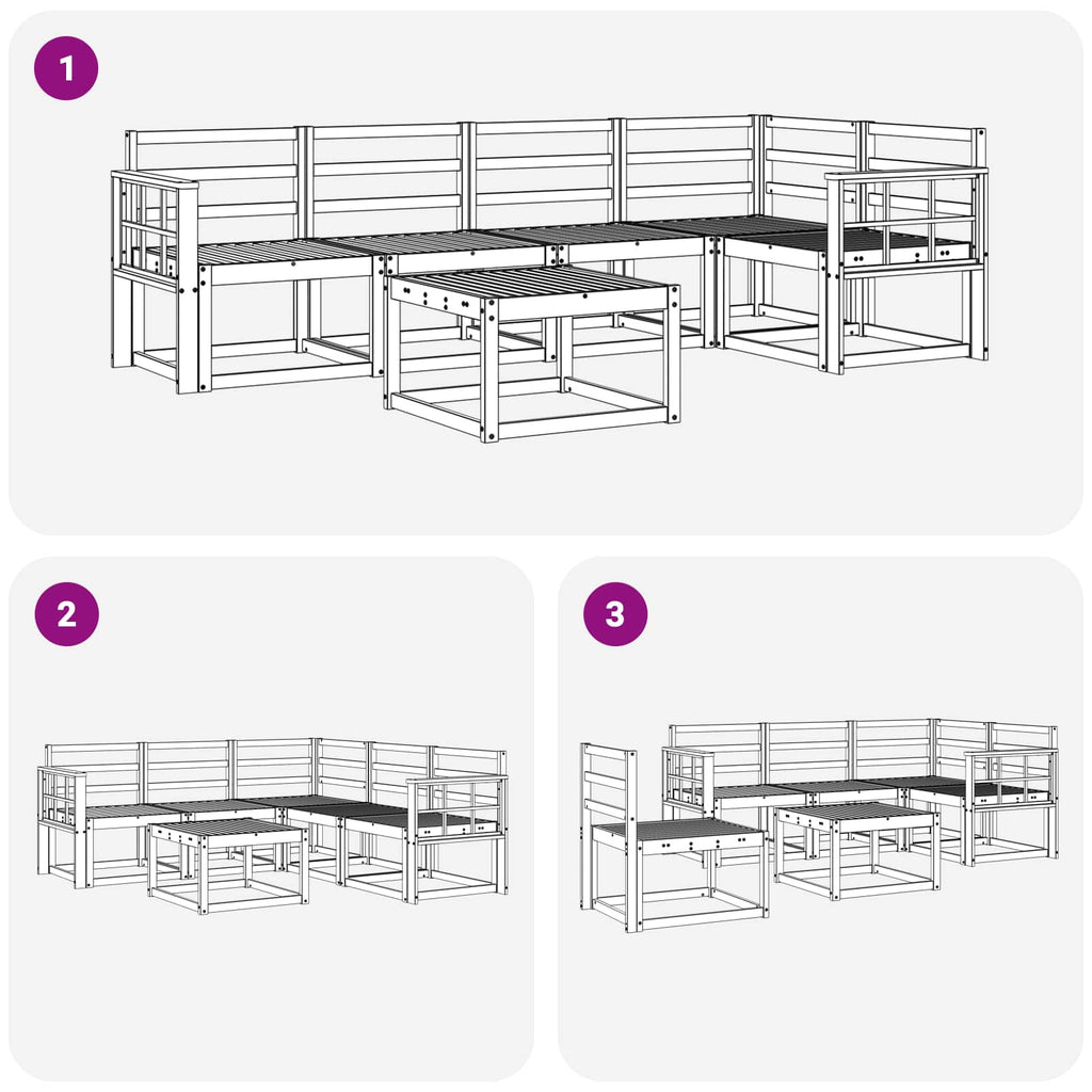 Outdoor-Sofagarnitur 6 pcs Weiß Massivholz Akazie