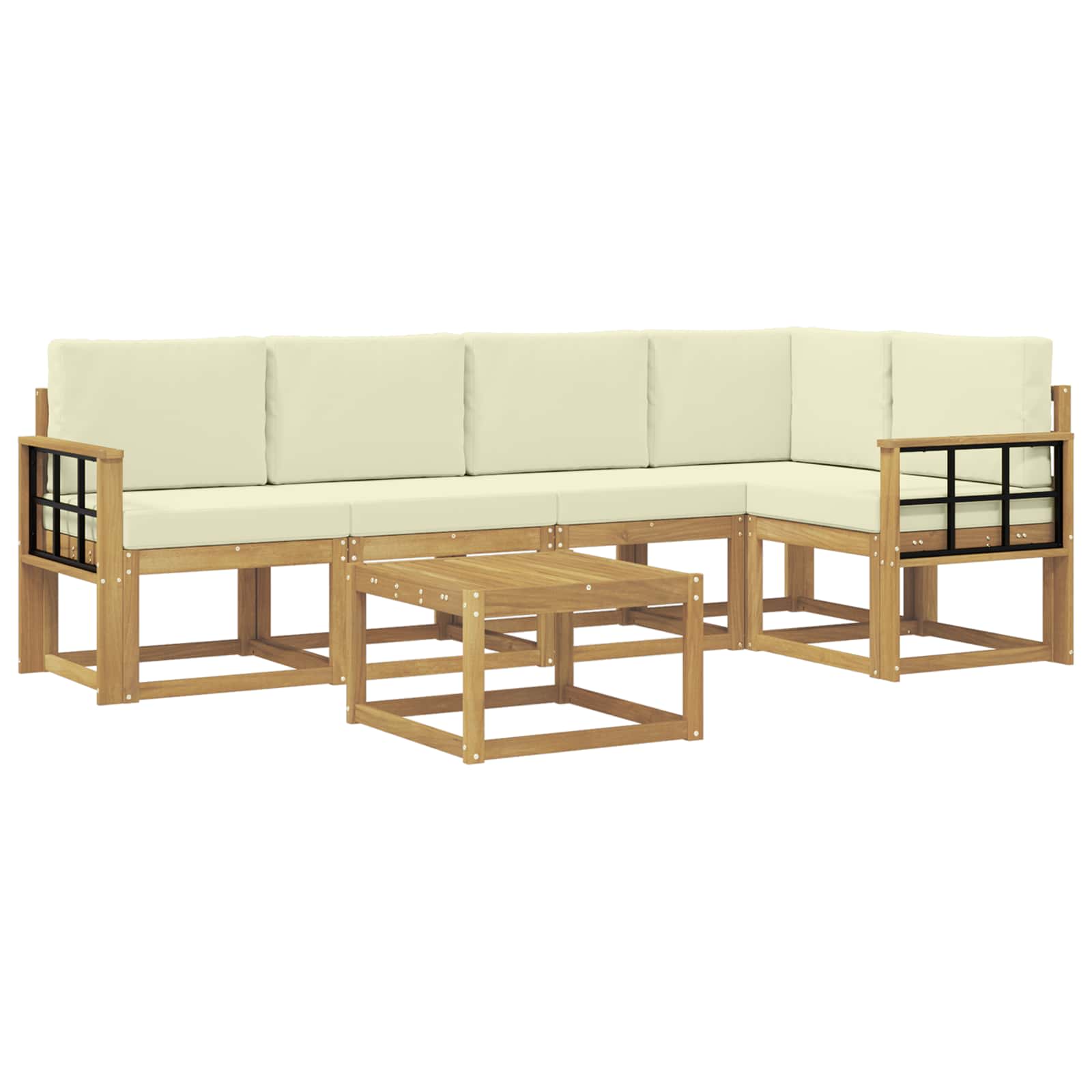 Outdoor-Sofagarnitur 6 pcs Weiß und Creme Massivholz Akazie
