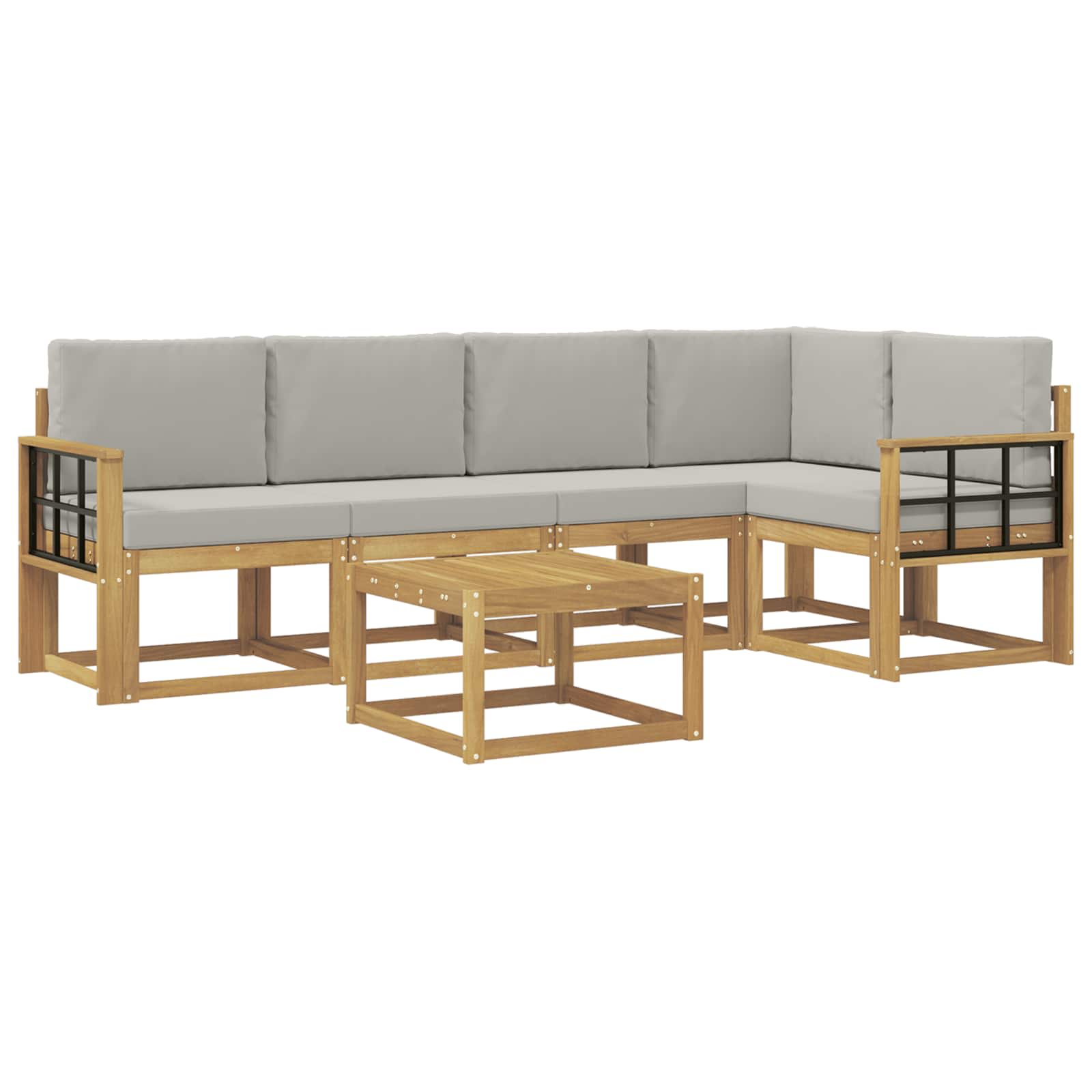 Outdoor-Sofagarnitur 6 pcs Weiß und Hellgrau