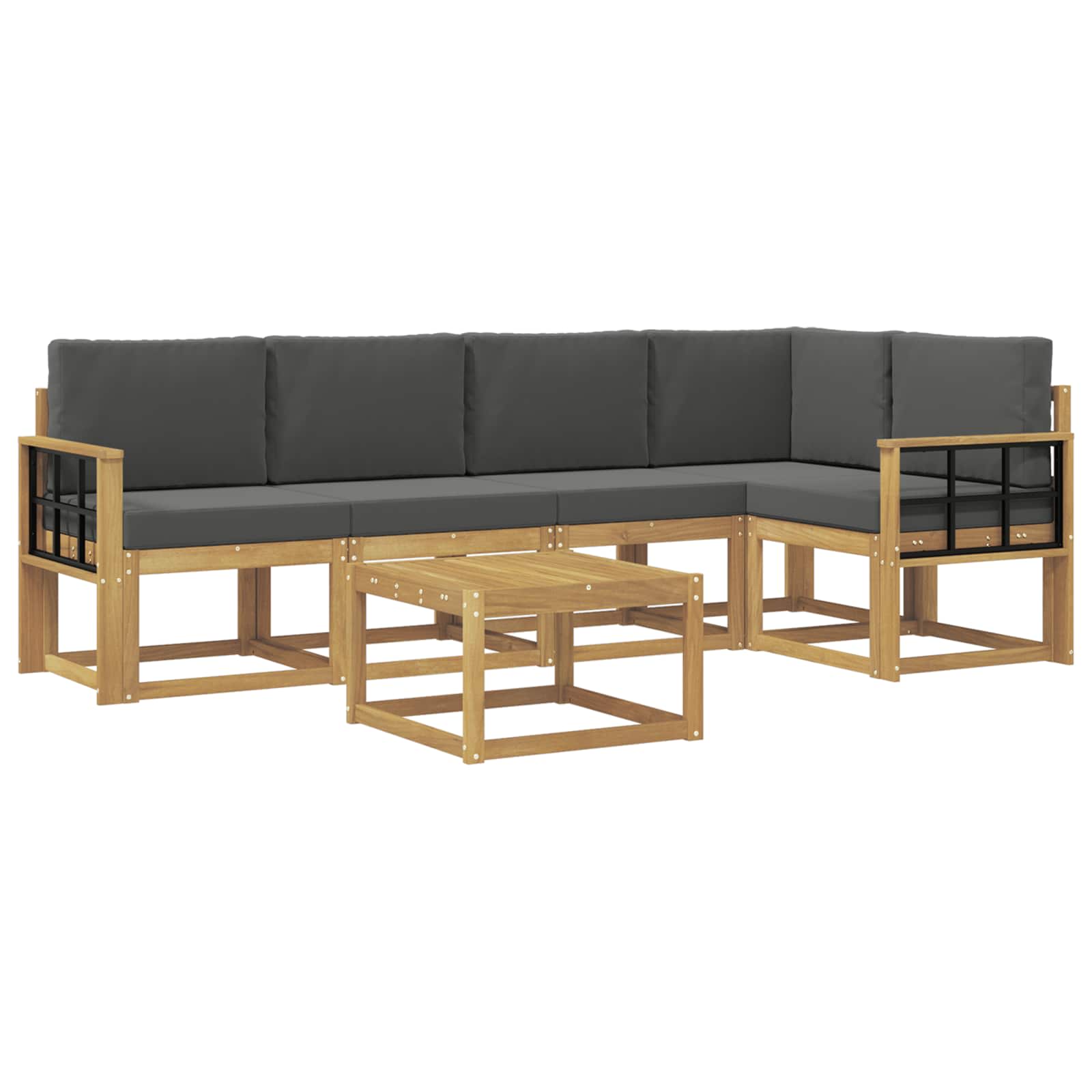 Outdoor-Sofagarnitur 6 pcs Weiß und Anthrazit Massivholz Akazie