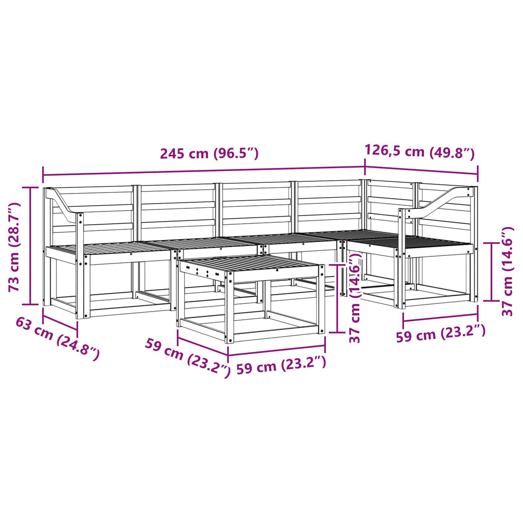 Outdoor-Sofagarnitur 6 pcs Weiß Massivholz Akazie