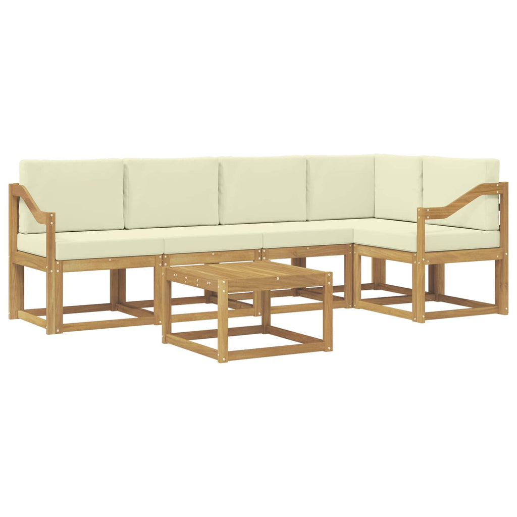 Outdoor-Sofagarnitur 6 pcs Weiß und Creme Massivholz Akazie