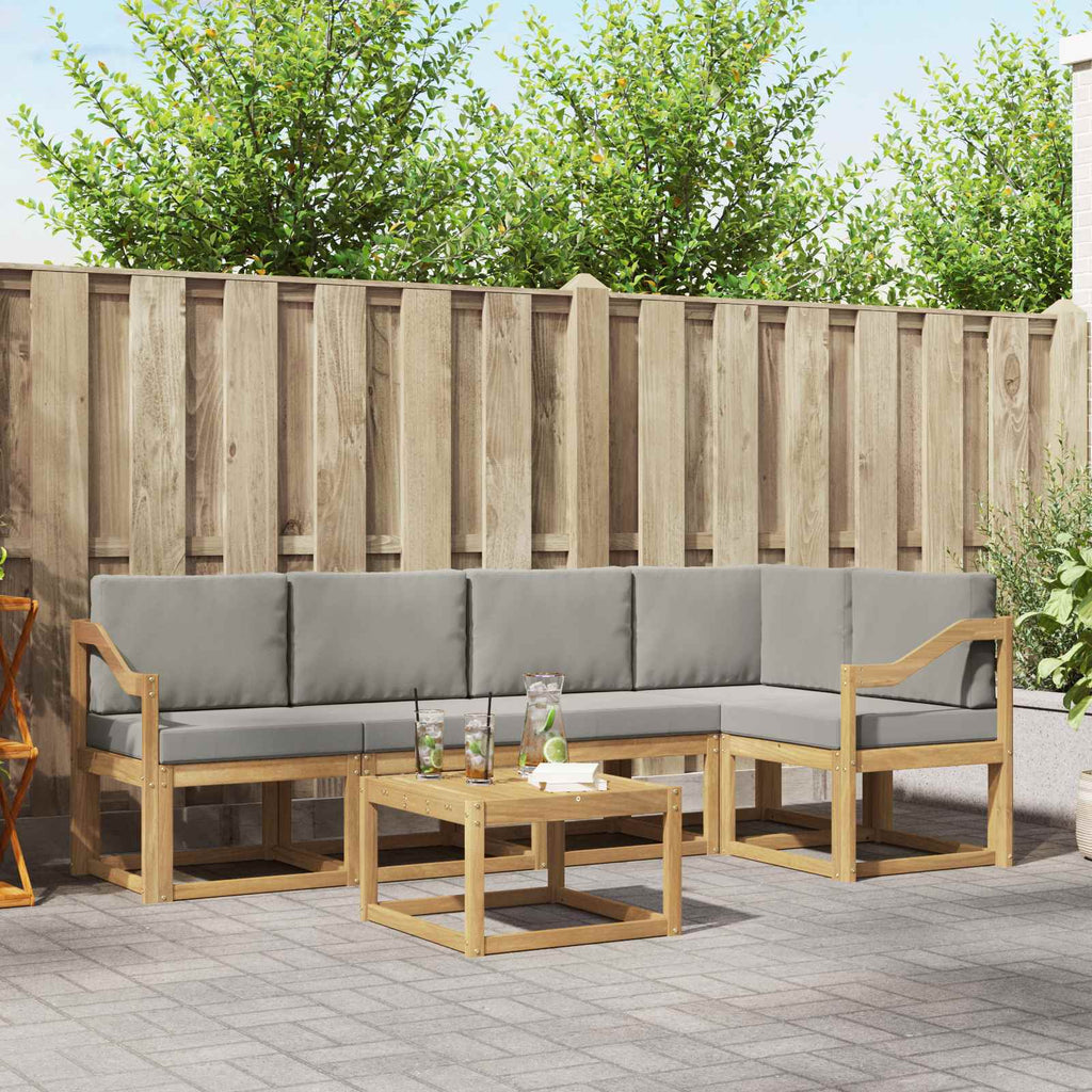 Outdoor-Sofagarnitur 6 pcs Weiß und Hellgrau