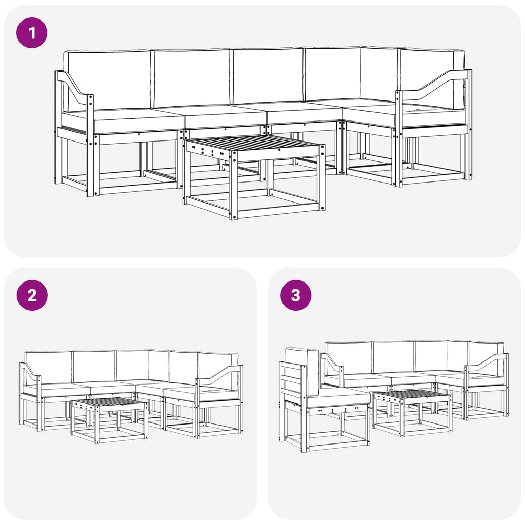 Outdoor-Sofagarnitur 6 pcs Weiß und Hellgrau