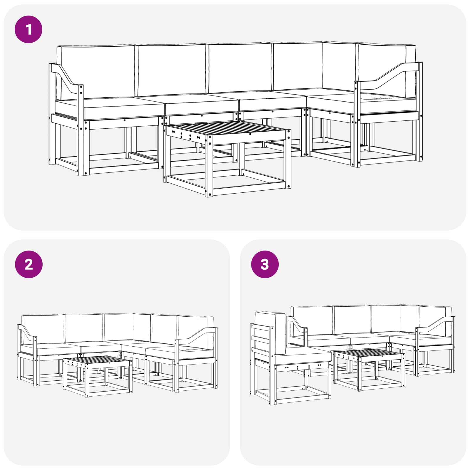 Outdoor-Sofagarnitur 6 pcs Weiß und Hellgrau