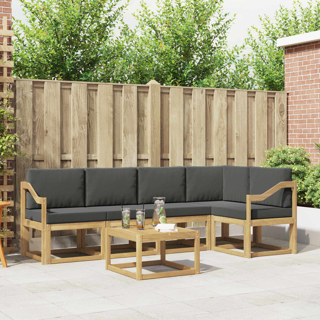 Outdoor-Sofagarnitur 6 pcs Weiß und Anthrazit Massivholz Akazie