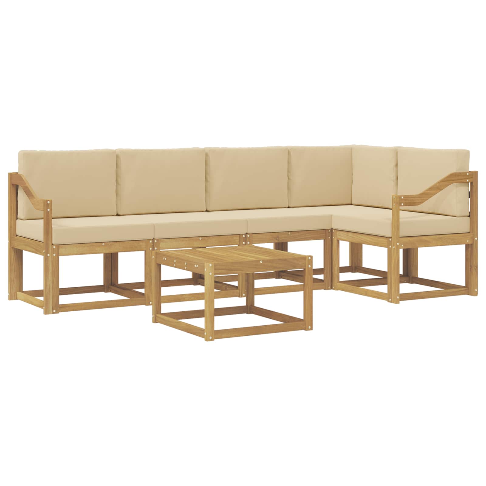 Outdoor-Sofagarnitur 6 pcs Weiß und Beige Massivholz Akazie