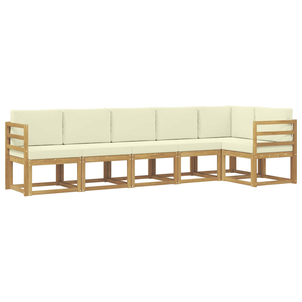 Outdoor-Sofagarnitur mit Kissen 6 pcs Weiß und Creme Polyester