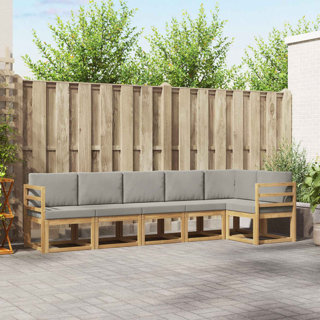 Outdoor-Sofagarnitur mit Kissen 6 pcs Weiß und Hellgrau