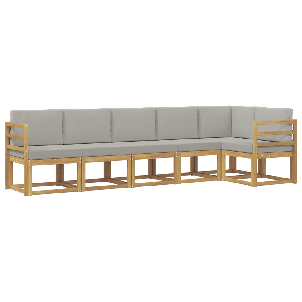 Outdoor-Sofagarnitur mit Kissen 6 pcs Weiß und Hellgrau