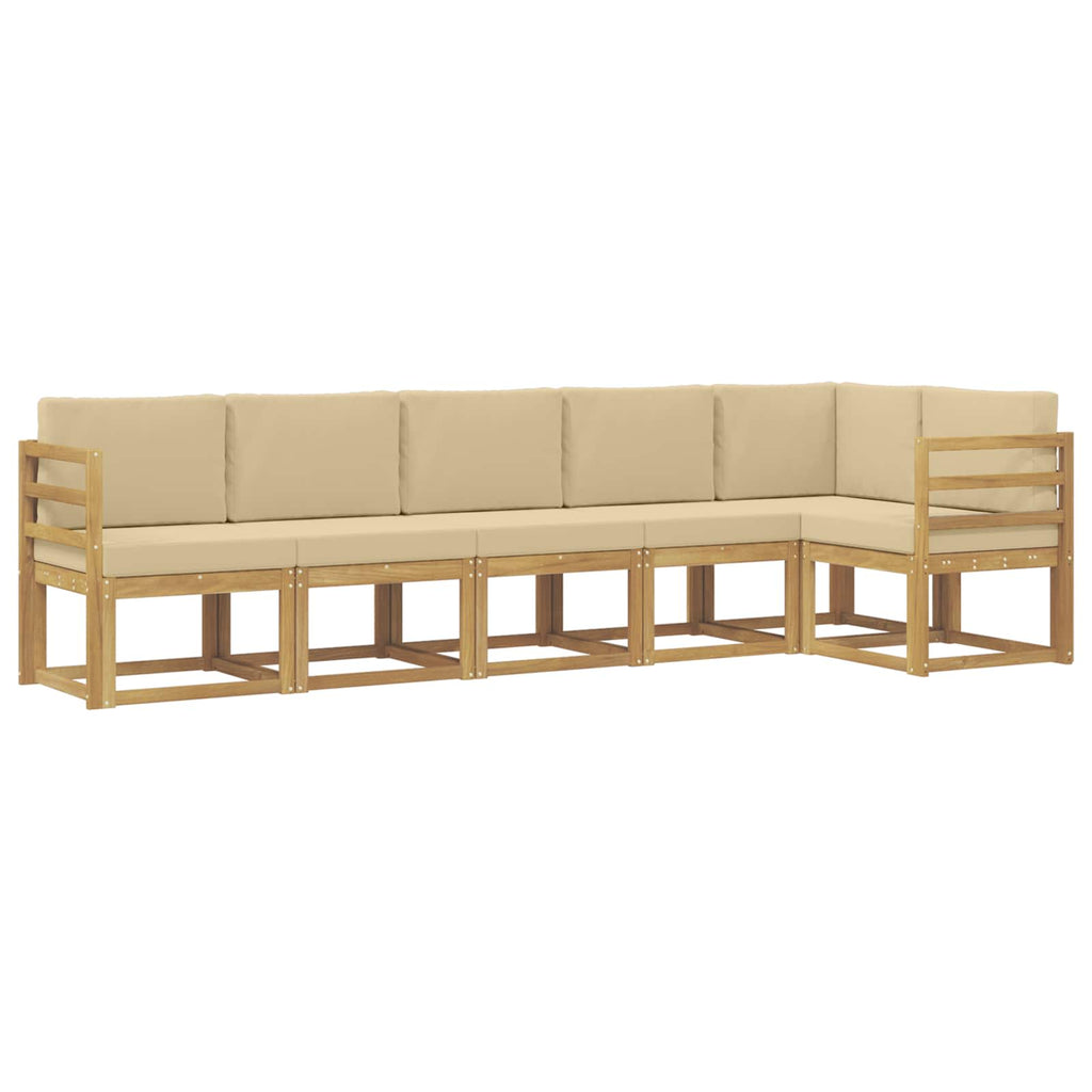 Outdoor-Sofagarnitur mit Kissen 6 pcs Weiß und Beige Polyester