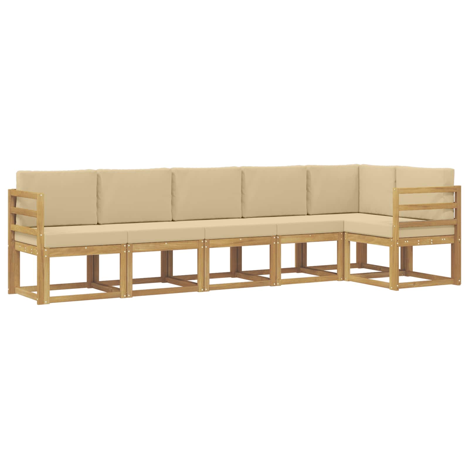 Outdoor-Sofagarnitur mit Kissen 6 pcs Weiß und Beige Polyester