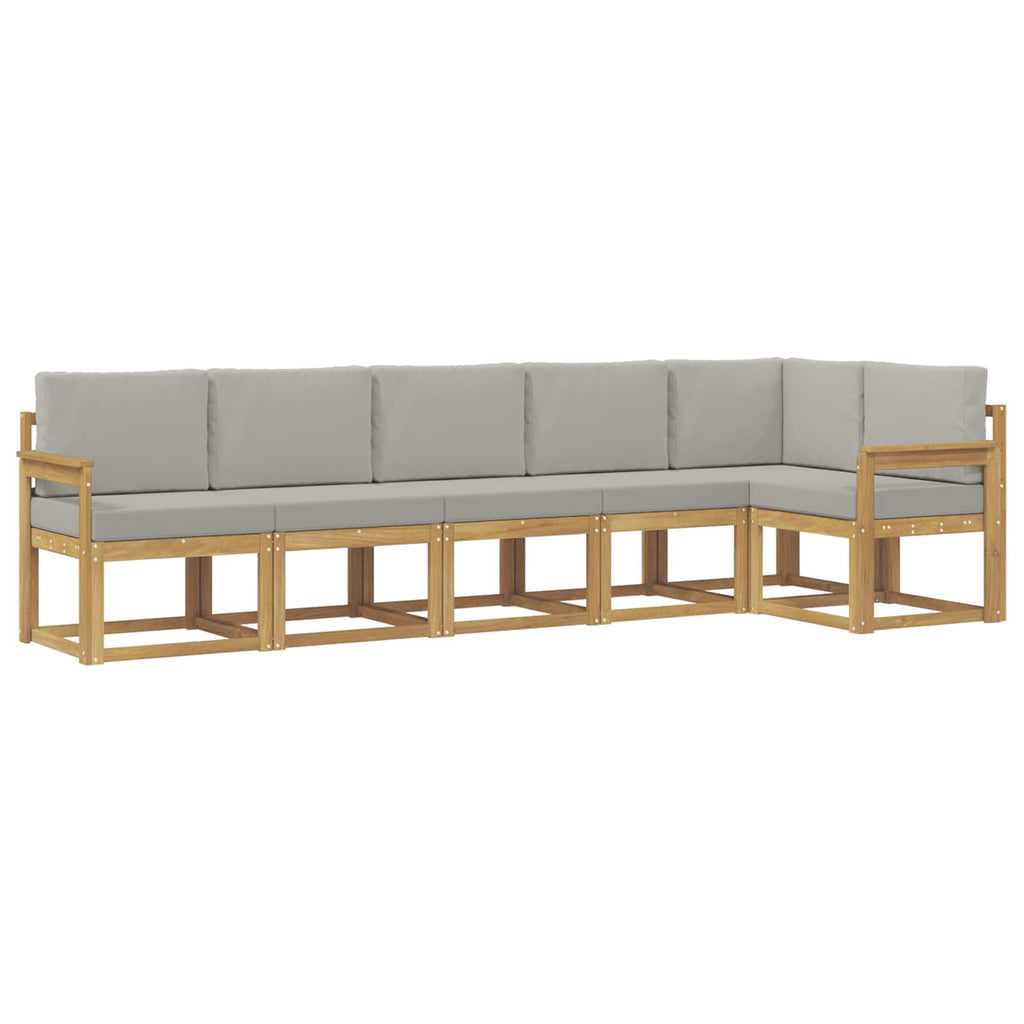 Outdoor-Sofagarnitur mit Kissen 6 pcs Weiß und Hellgrau