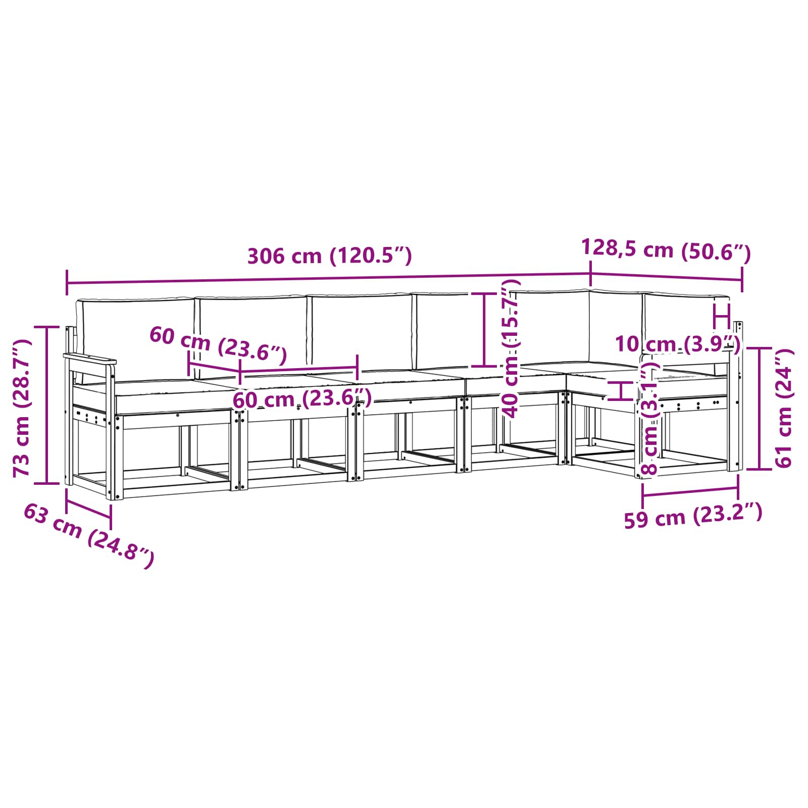 Outdoor-Sofagarnitur 6 pcs Weiß und Anthrazit Polyester