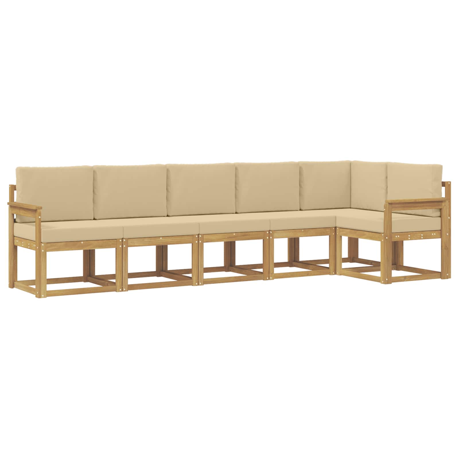 Outdoor-Sofagarnitur mit Kissen 6 pcs Weiß und Beige Polyester