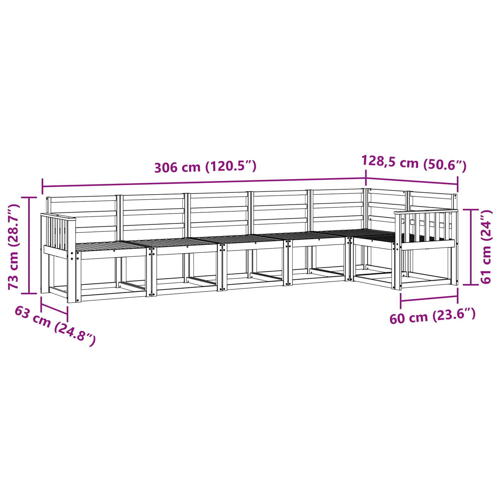 Outdoor-Sofagarnitur 6 pcs Weiß Massivholz Akazie