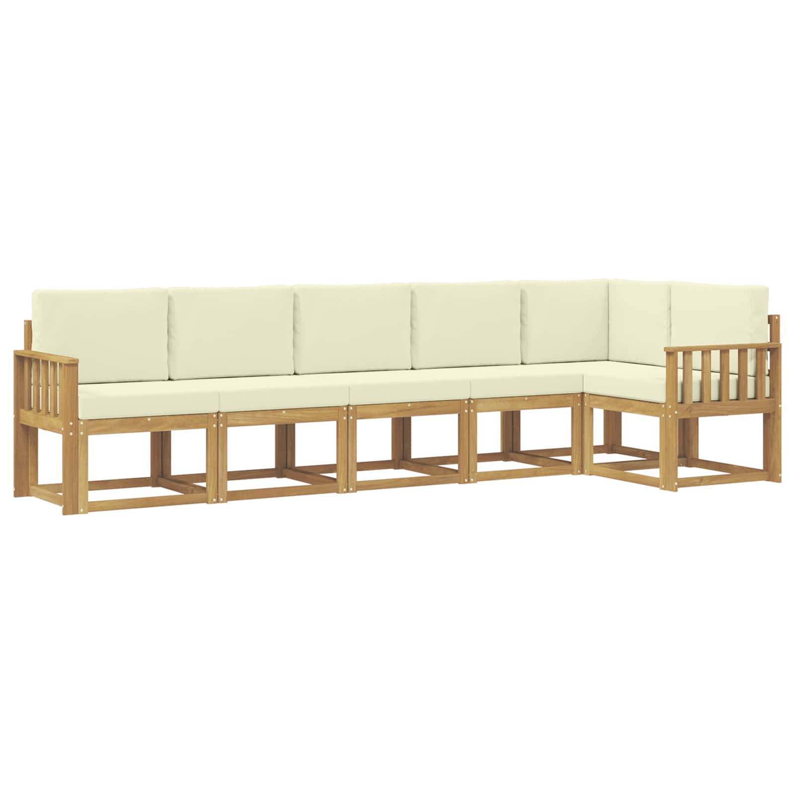 Outdoor-Sofagarnitur mit Kissen 6 pcs Weiß und Creme Polyester