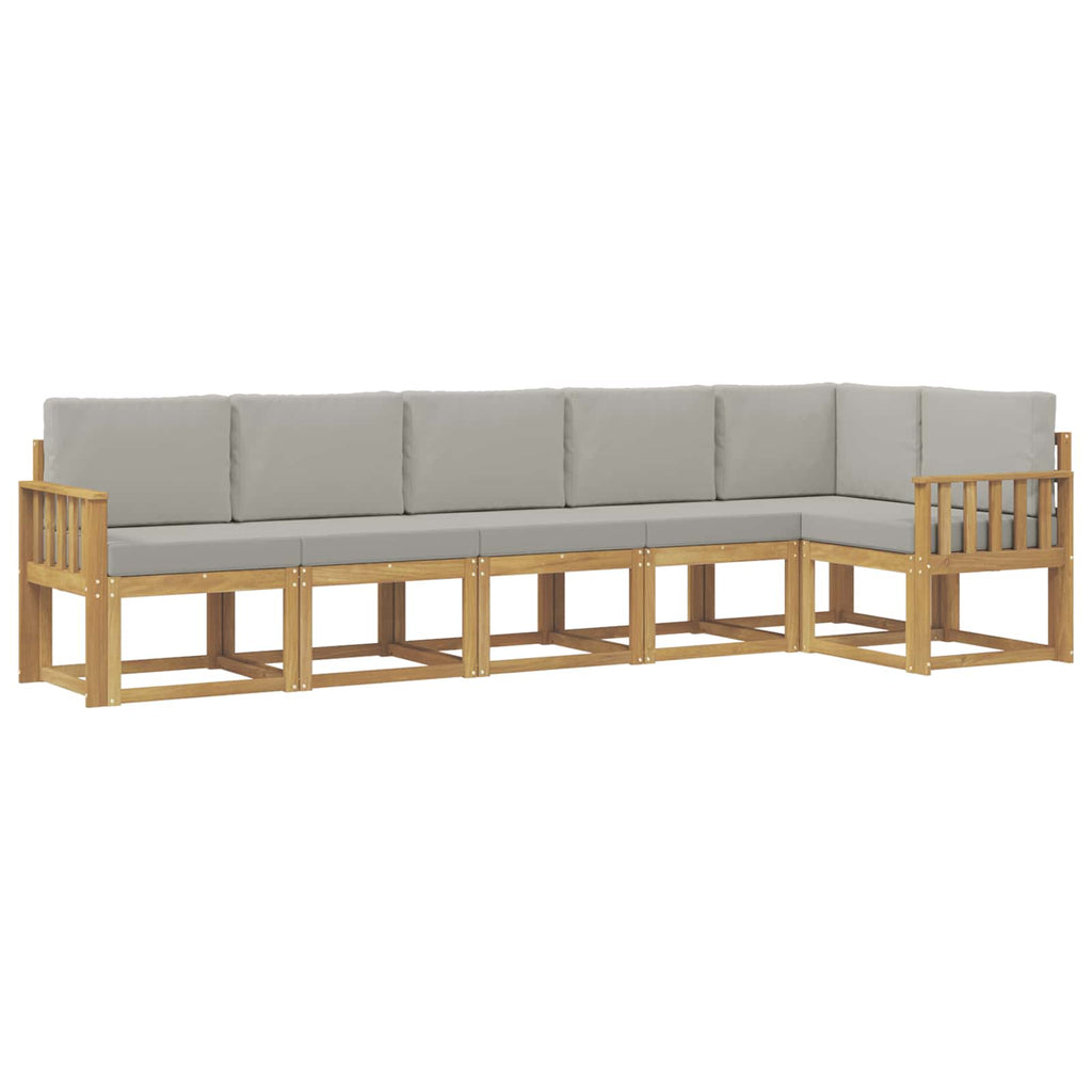 Outdoor-Sofagarnitur mit Kissen 6 pcs Weiß und Hellgrau