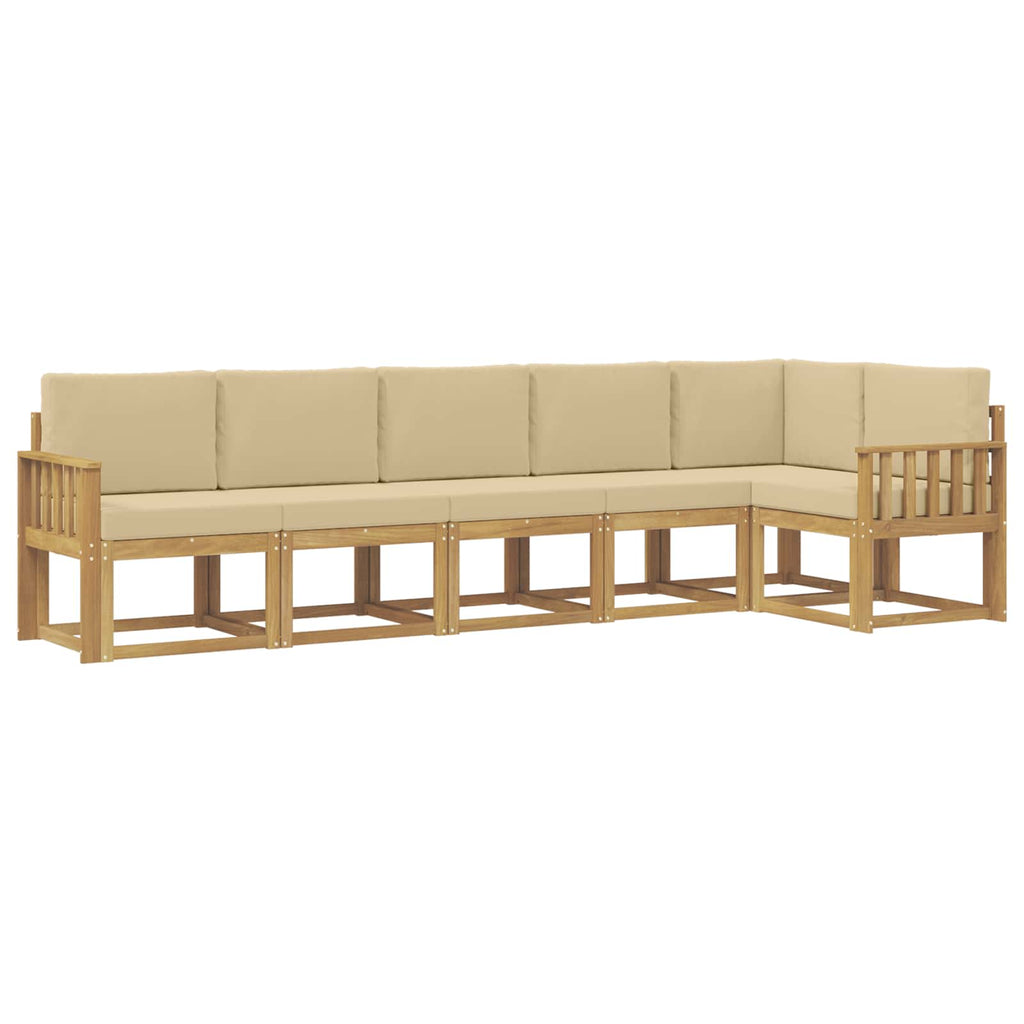 Outdoor-Sofagarnitur mit Kissen 6 pcs Weiß und Beige Polyester