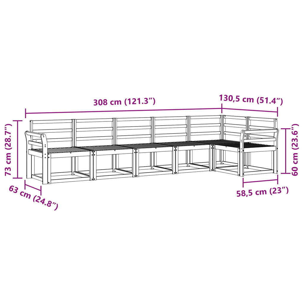 Outdoor-Sofagarnitur 6 pcs Weiß Massivholz Akazie