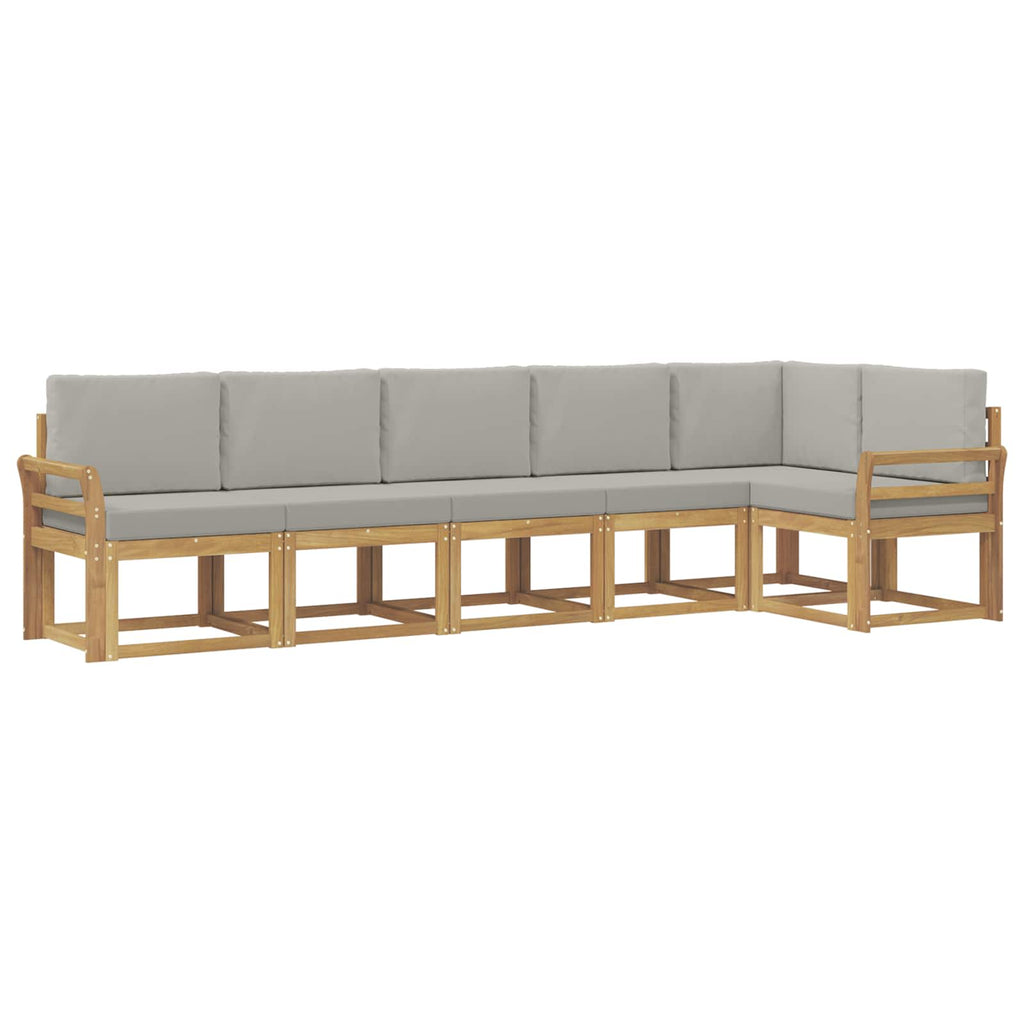 Outdoor-Sofagarnitur mit Kissen 6 pcs Weiß und Hellgrau