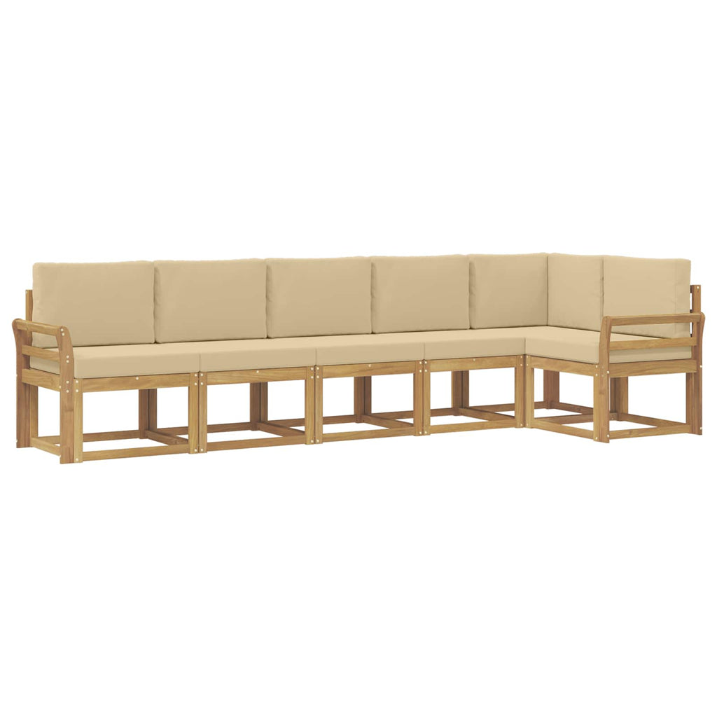 Outdoor-Sofagarnitur mit Kissen 6 pcs Weiß und Beige Polyester