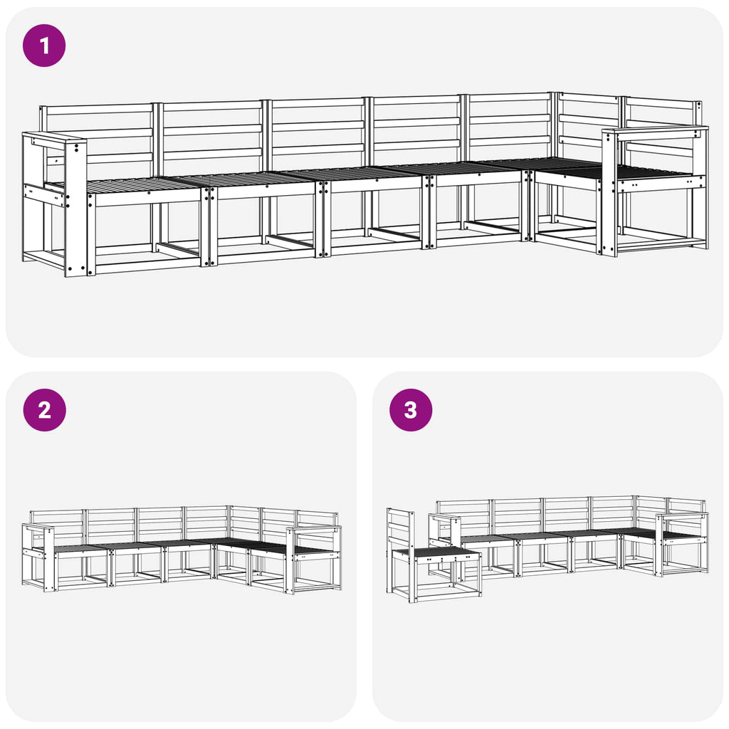 Outdoor-Sofagarnitur 6 pcs Weiß Massivholz Akazie