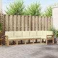 Outdoor-Sofagarnitur mit Kissen 6 pcs Weiß und Creme Polyester