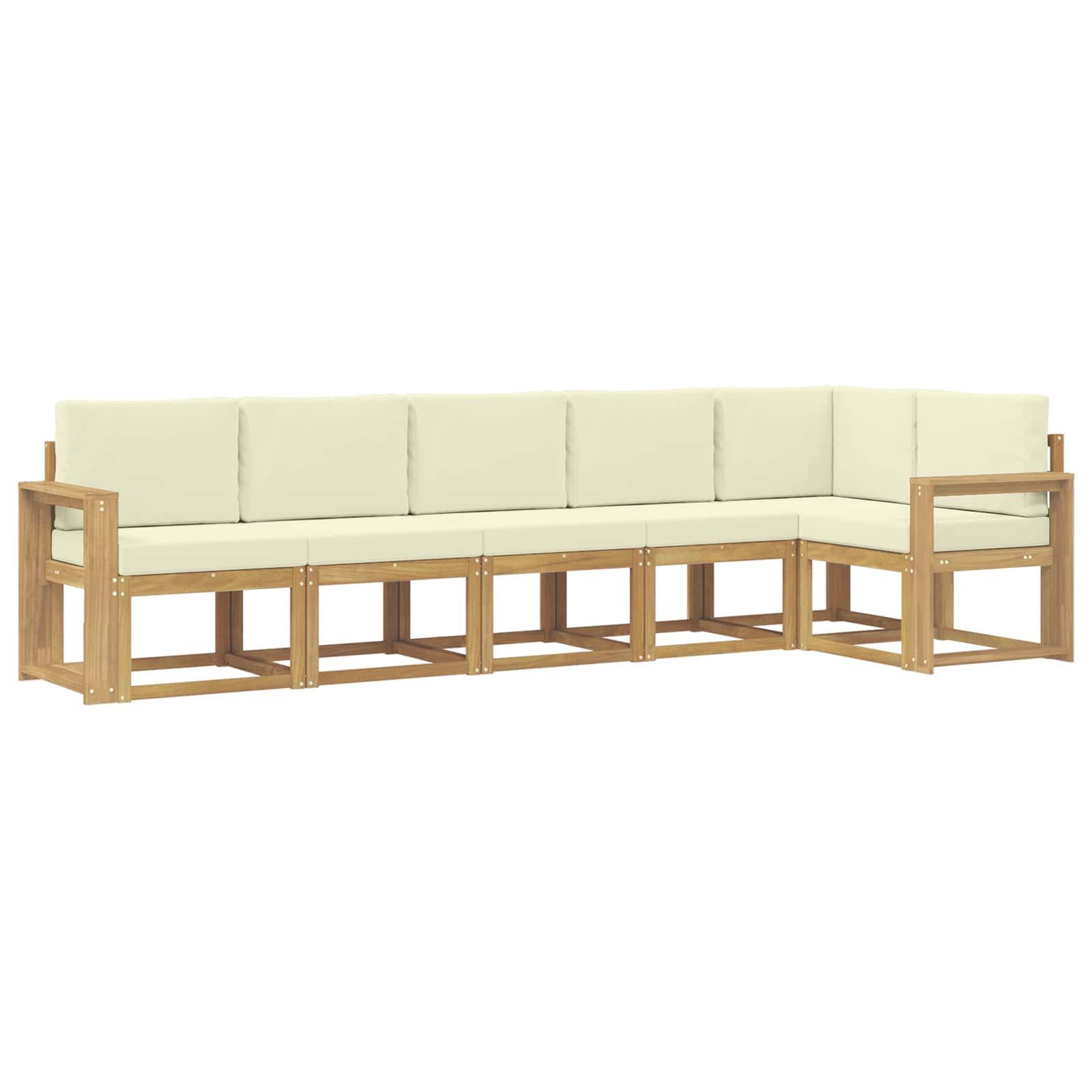 Outdoor-Sofagarnitur mit Kissen 6 pcs Weiß und Creme Polyester