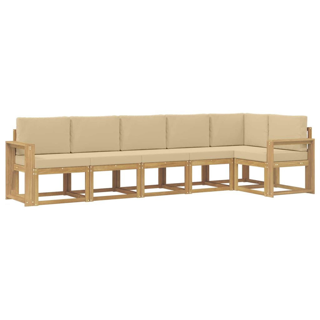 Outdoor-Sofagarnitur mit Kissen 6 pcs Weiß und Beige Polyester