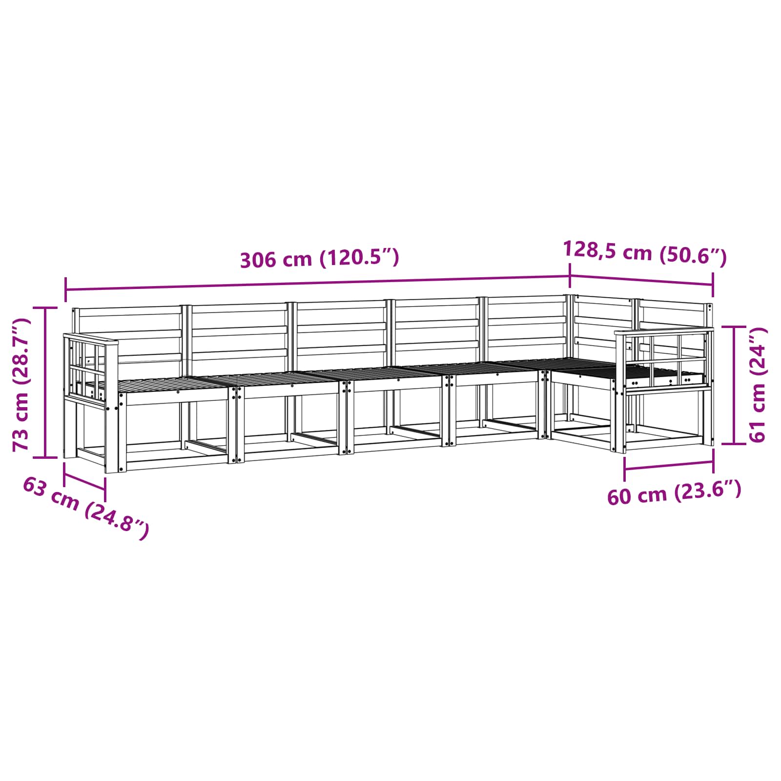 Outdoor-Sofagarnitur 6 pcs Weiß Massivholz Akazie