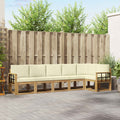 Outdoor-Sofagarnitur mit Kissen 6 pcs Weiß und Creme Polyester