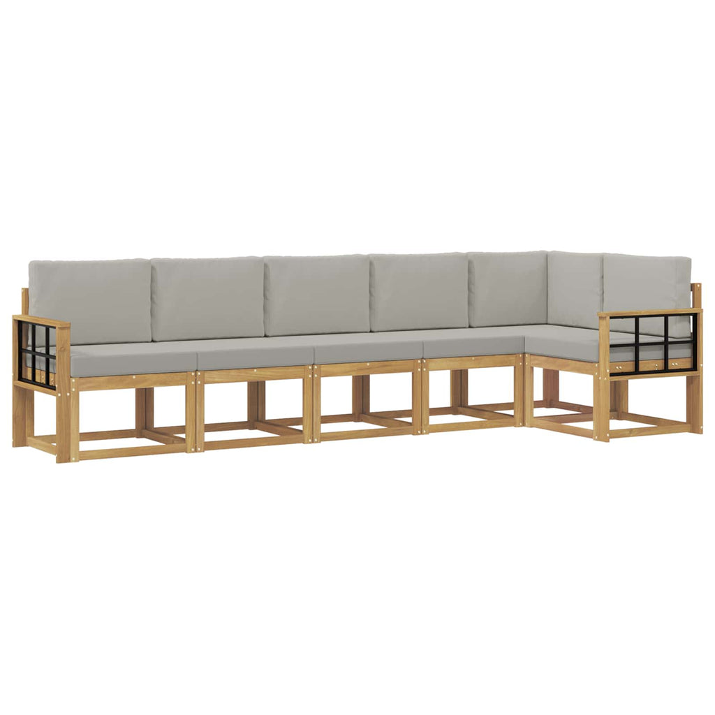 Outdoor-Sofagarnitur mit Kissen 6 pcs Weiß und Hellgrau