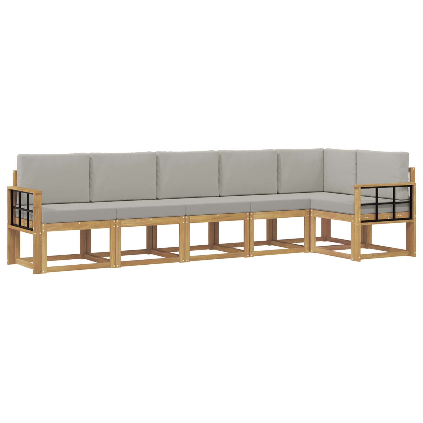 Outdoor-Sofagarnitur mit Kissen 6 pcs Weiß und Hellgrau