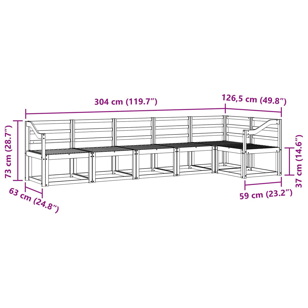 Outdoor-Sofagarnitur 6 pcs Weiß Massivholz Akazie