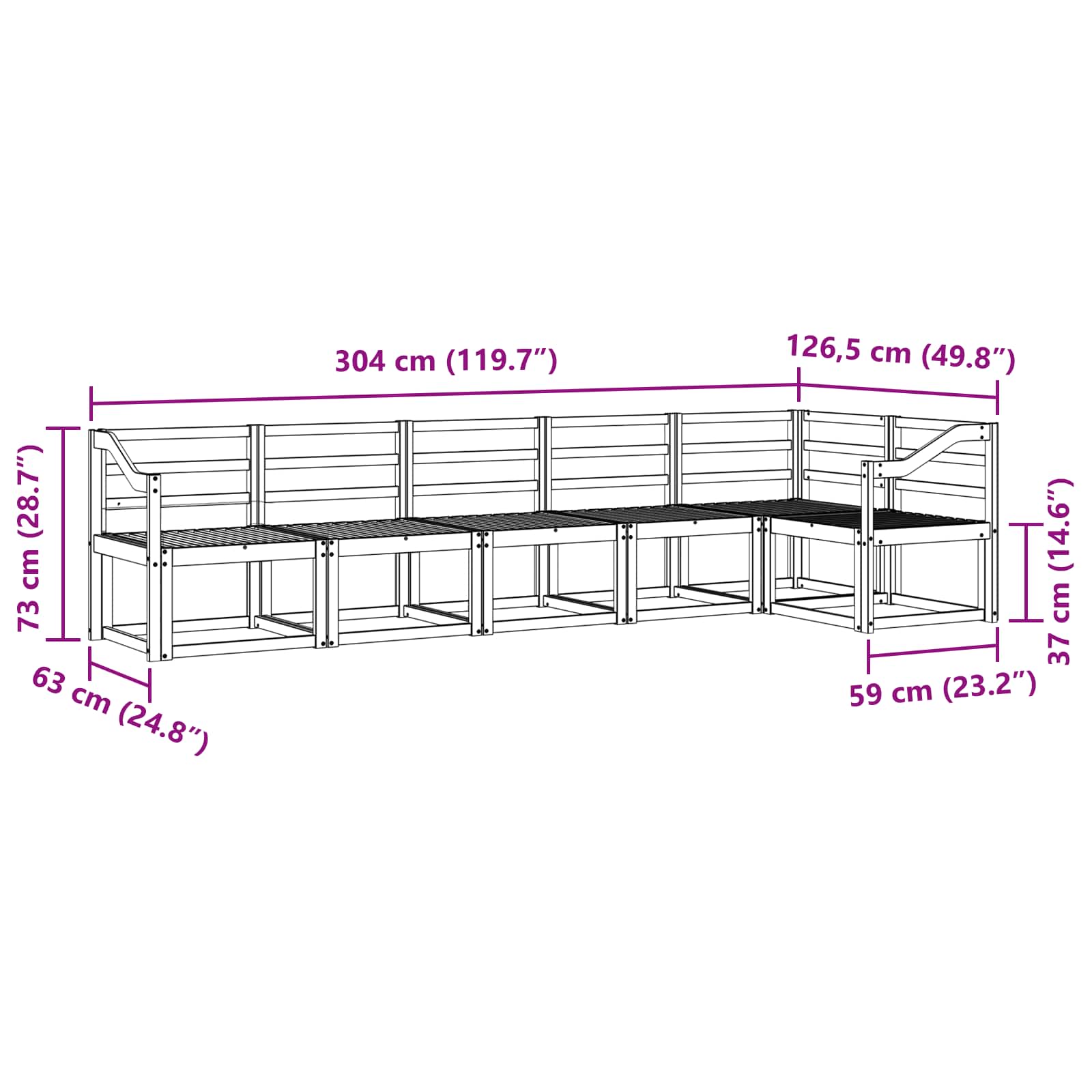 Outdoor-Sofagarnitur 6 pcs Weiß Massivholz Akazie