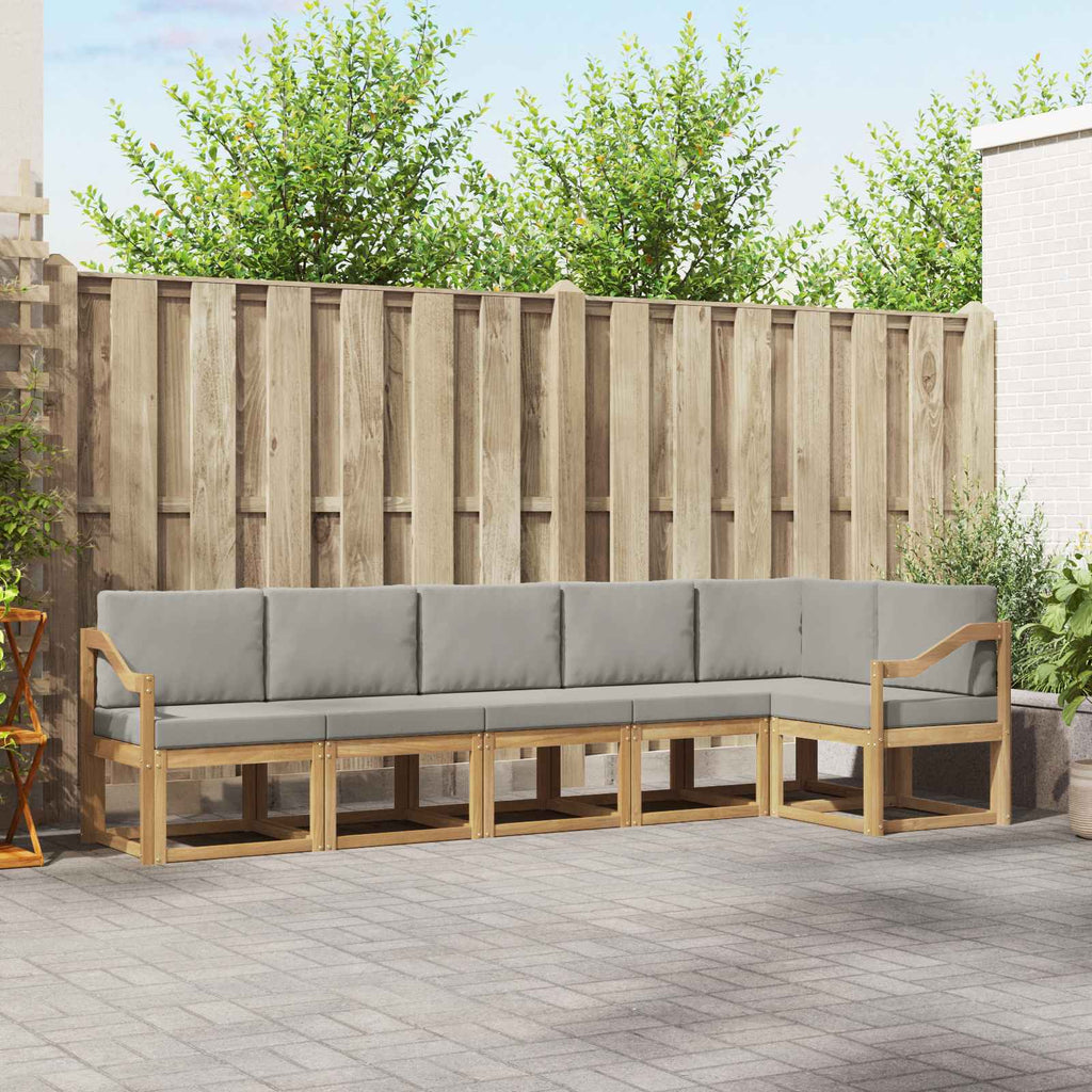 Outdoor-Sofagarnitur mit Kissen 6 pcs Weiß und Hellgrau