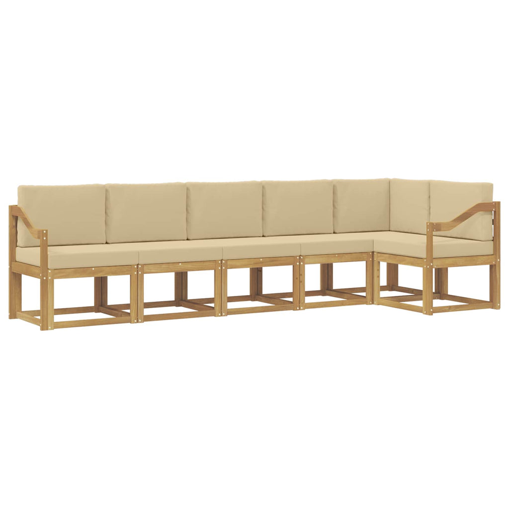 Outdoor-Sofagarnitur mit Kissen 6 pcs Weiß und Beige Polyester