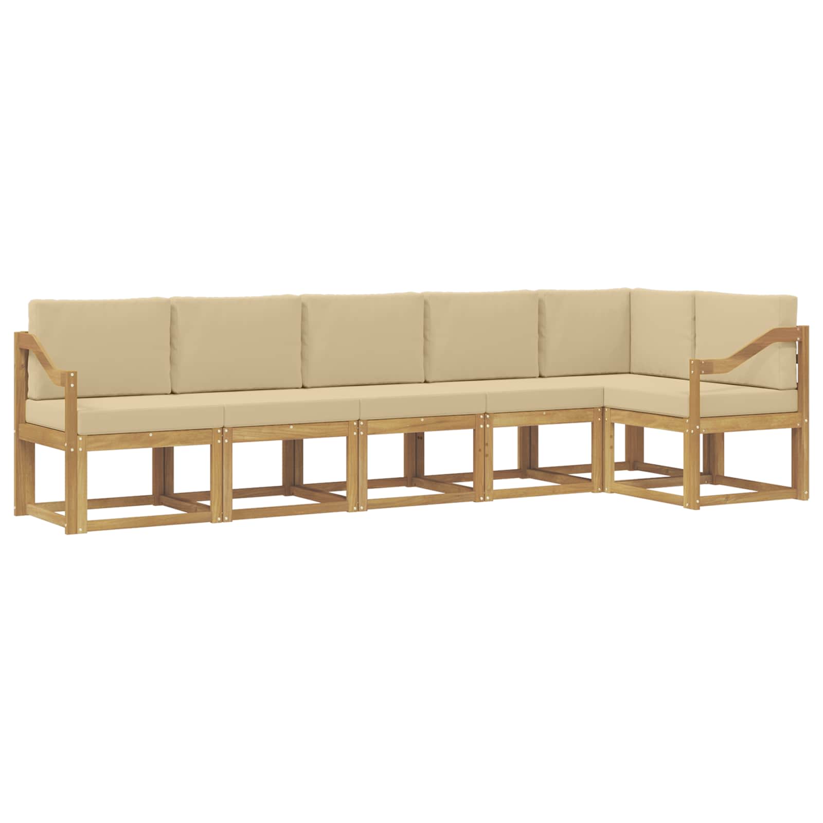 Outdoor-Sofagarnitur mit Kissen 6 pcs Weiß und Beige Polyester