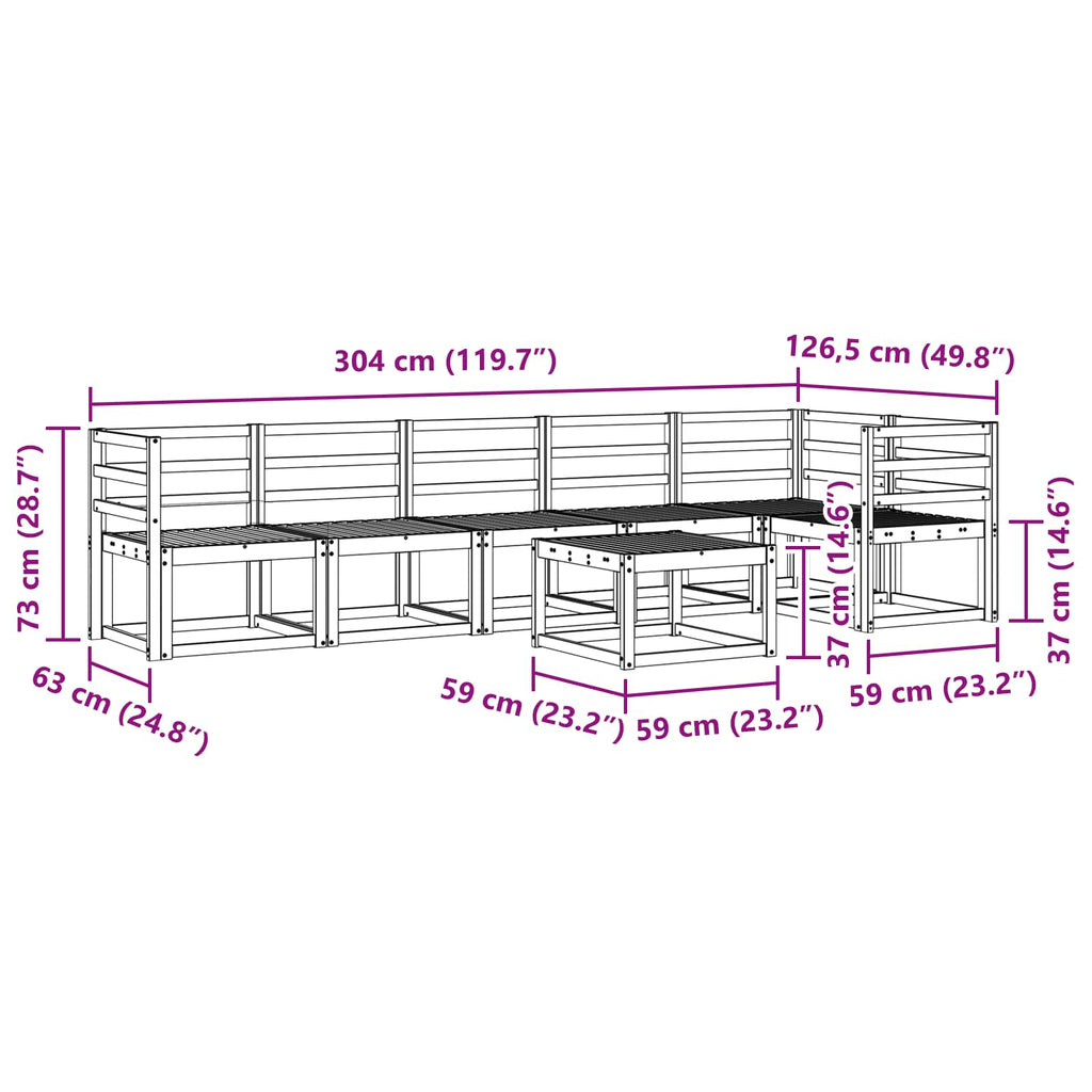Outdoor-Sofagarnitur 7 pcs Weiß Massivholz Akazie