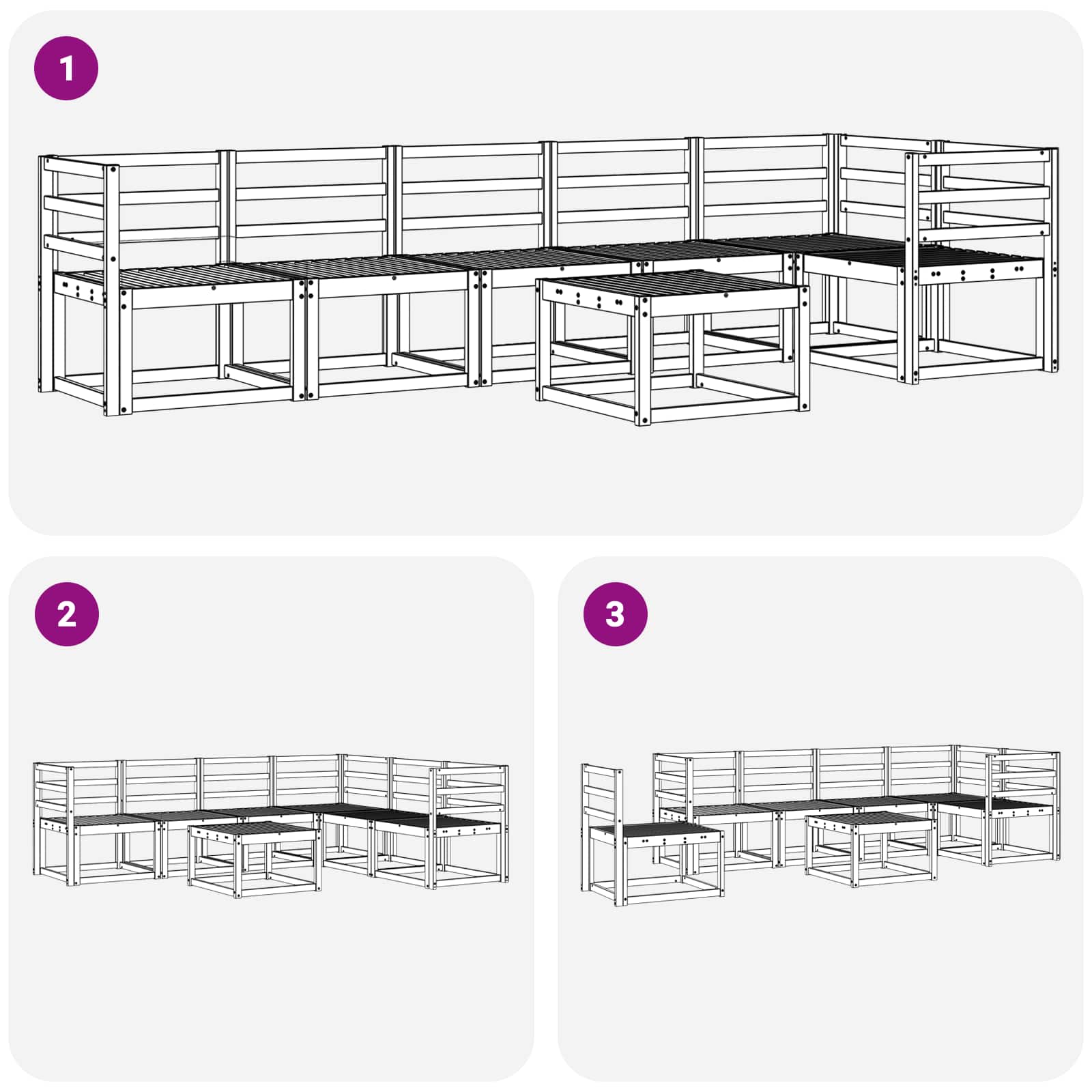 Outdoor-Sofagarnitur 7 pcs Weiß Massivholz Akazie