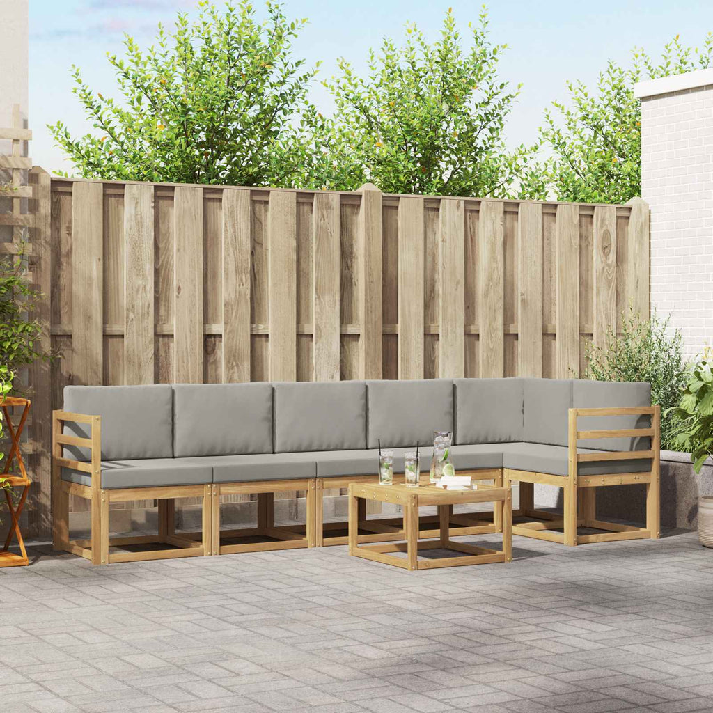 Outdoor-Sofagarnitur mit Kissen 7 pcs Weiß und Hellgrau