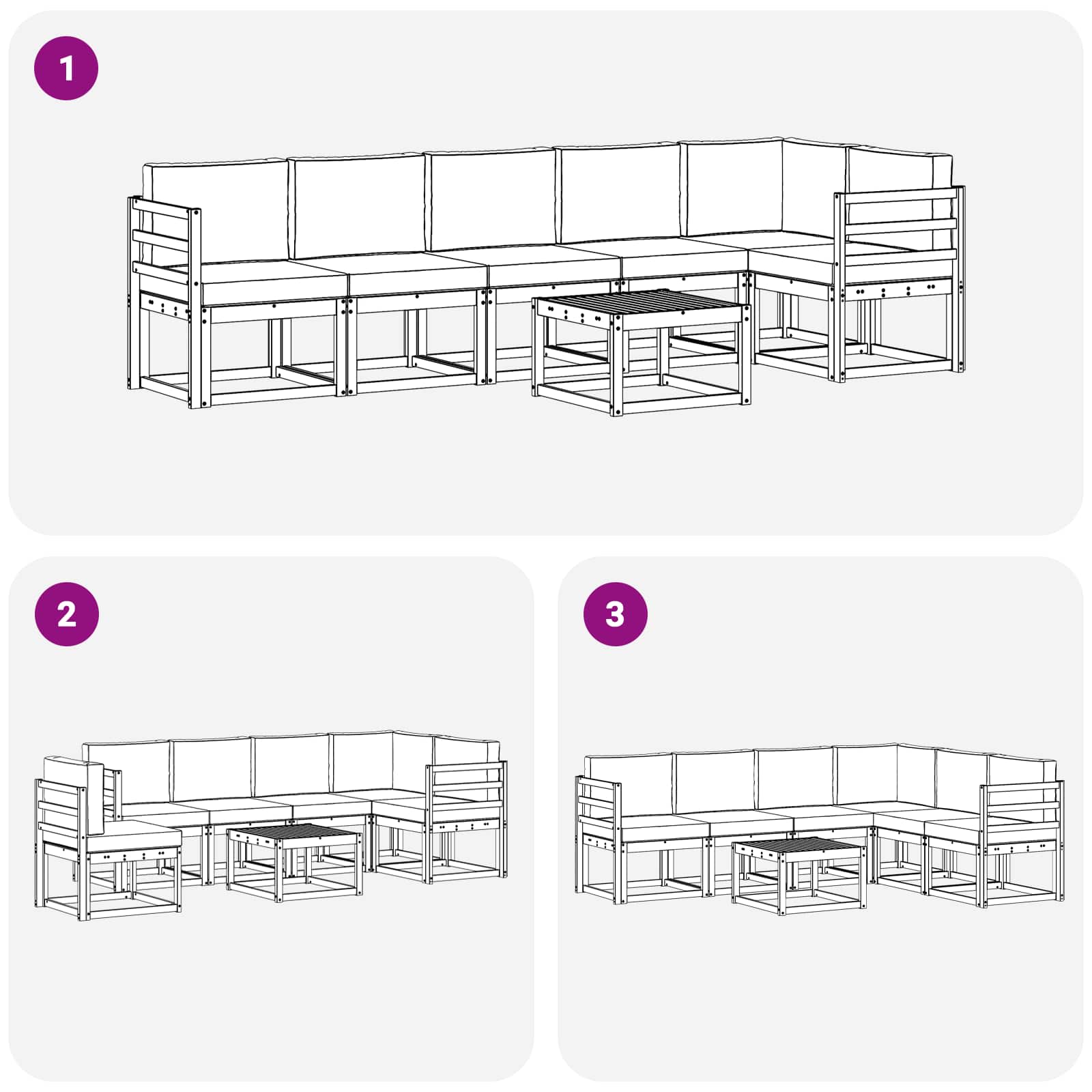 Outdoor-Sofagarnitur mit Kissen 7 pcs Weiß und Hellgrau