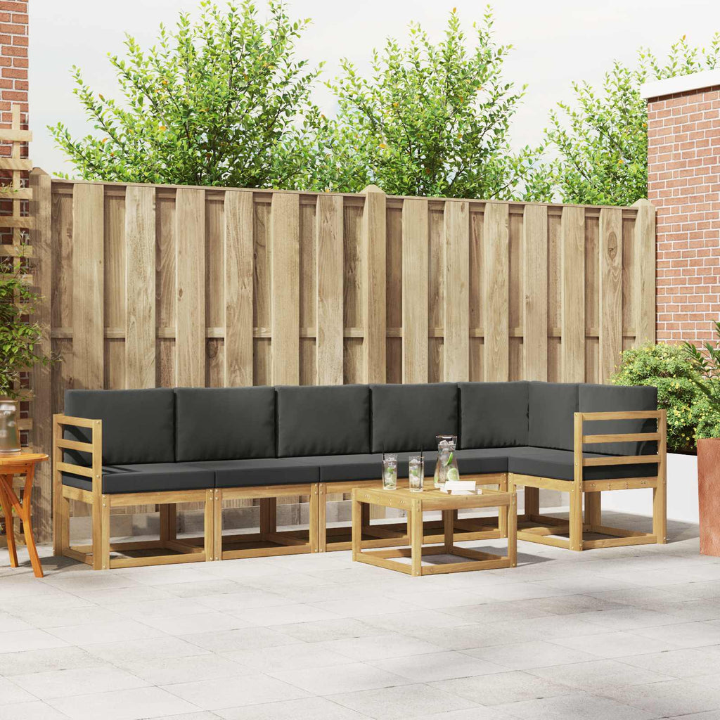 Outdoor-Sofagarnitur 7 pcs Weiß und Anthrazit Polyester