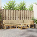 Outdoor-Sofagarnitur mit Kissen 7 pcs Weiß und Beige Polyester
