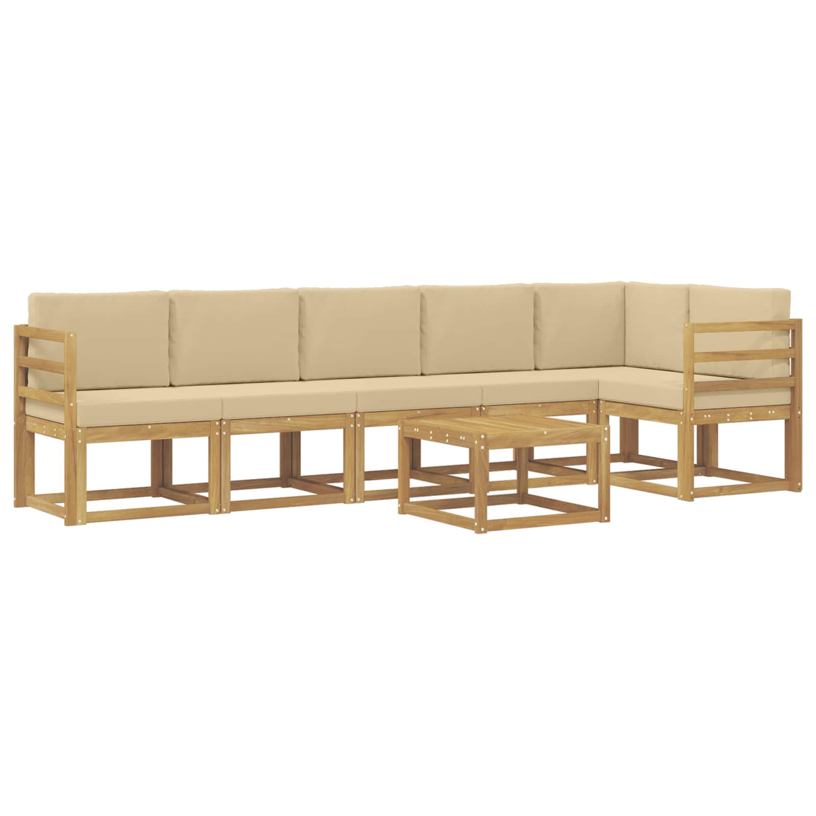 Outdoor-Sofagarnitur mit Kissen 7 pcs Weiß und Beige Polyester
