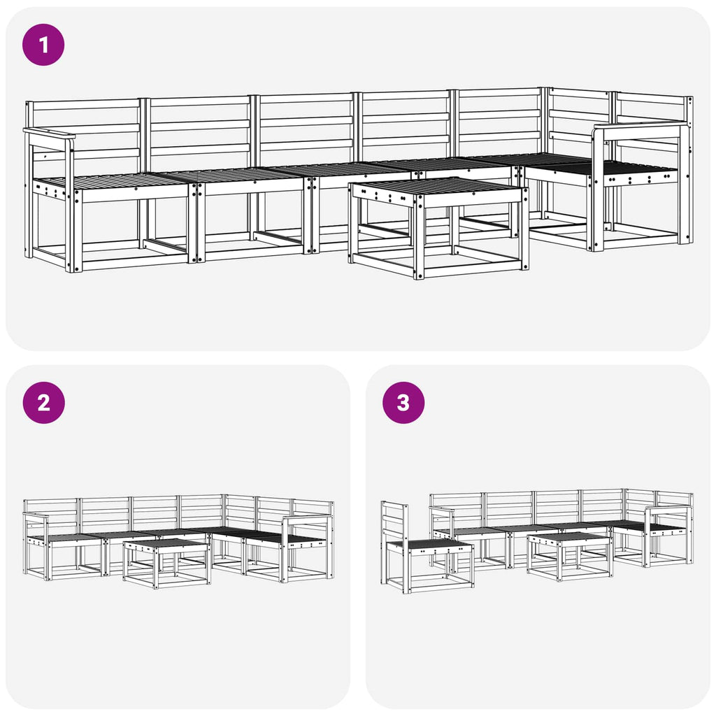 Outdoor-Sofagarnitur 7 pcs Weiß Massivholz Akazie