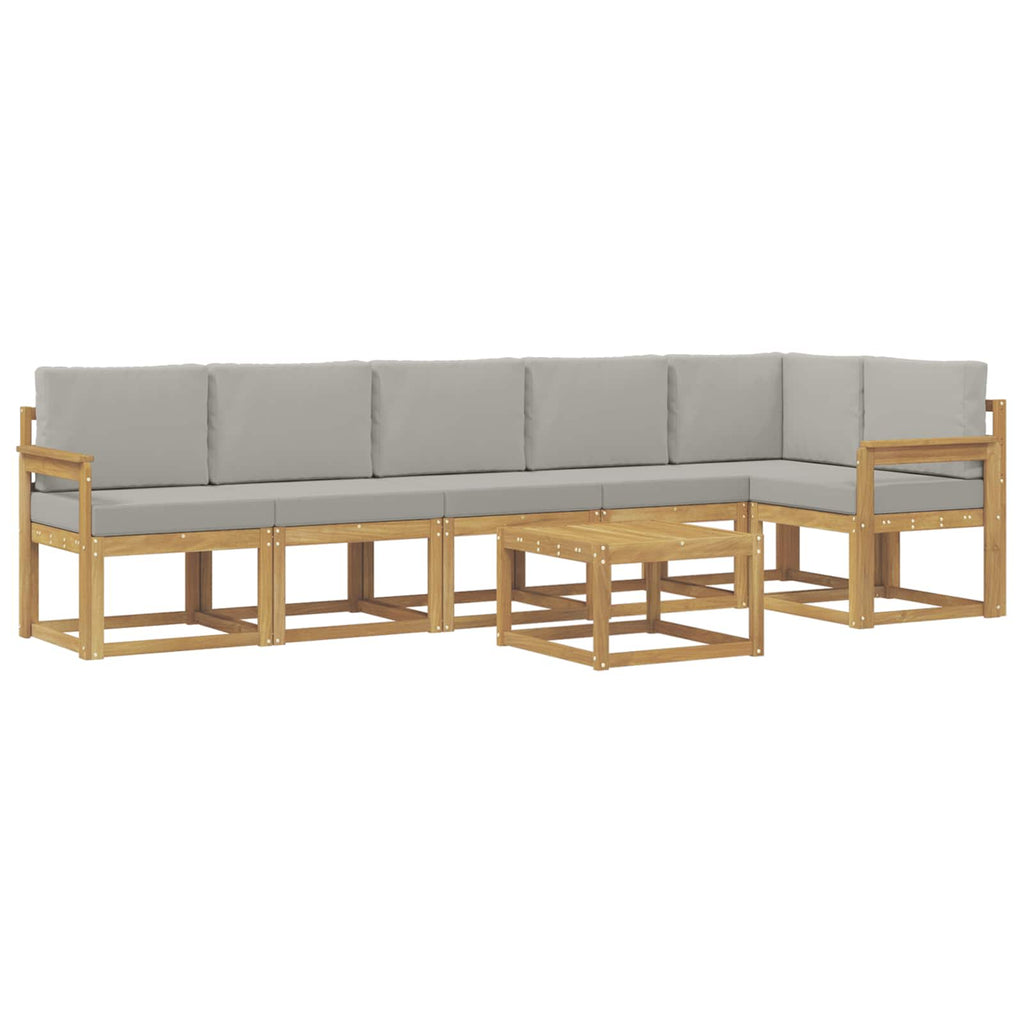 Outdoor-Sofagarnitur mit Kissen 7 pcs Weiß und Hellgrau