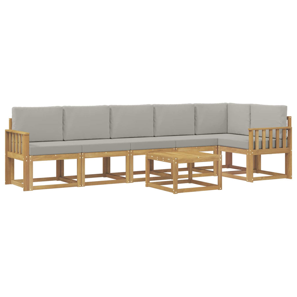 Outdoor-Sofagarnitur mit Kissen 7 pcs Weiß und Hellgrau