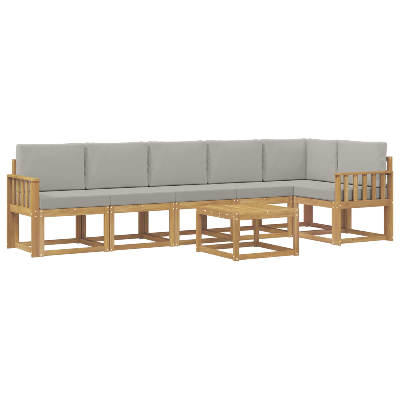 Outdoor-Sofagarnitur mit Kissen 7 pcs Weiß und Hellgrau